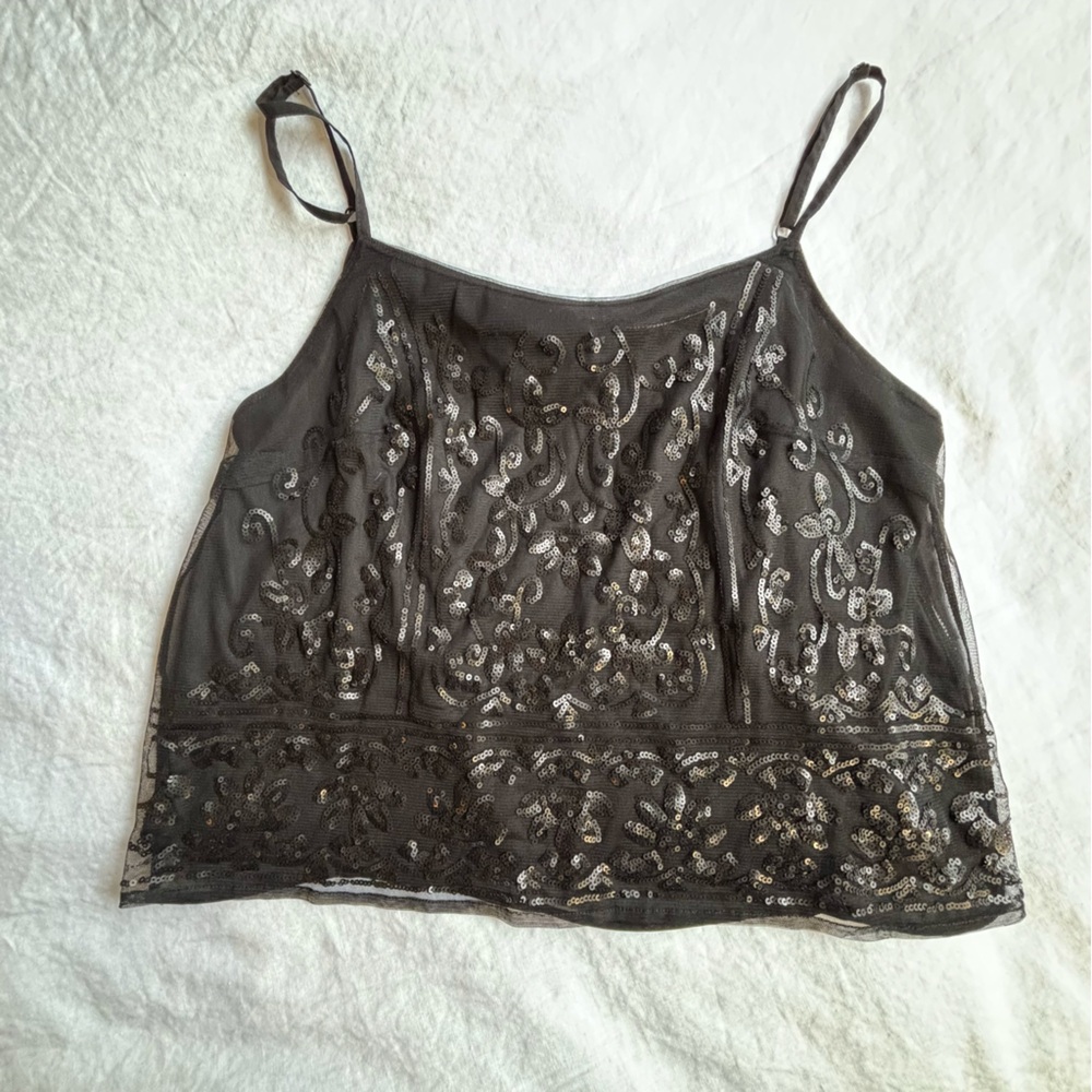 Parker & Rowe Sequin Pattern Cami In Black Size L